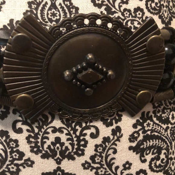 Tribal Native American Boho Metal and Leather Adjustable Belt - Picture 3 of 4